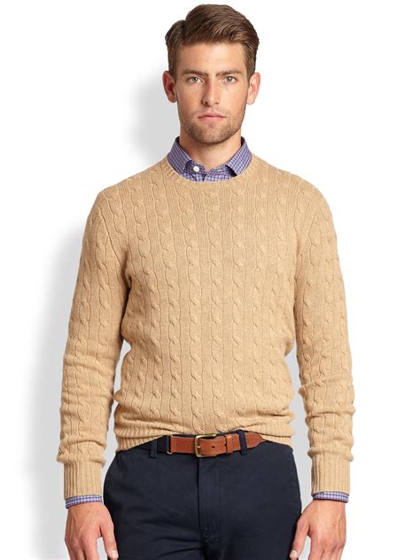 gucci men natural camel cable knit waistcoat|Men's Designer Luxury Crew Neck Sweaters .